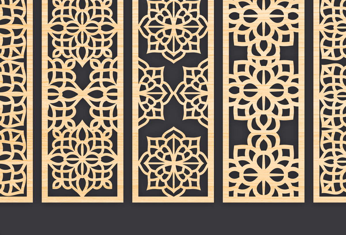 Σετ των 3 Intra απο ξύλο plywood 3mm-4mm πάχος - Διακοσμητικό  Laser Cut Panel Wall Dec Δίασταση 6x6 cm INTRAFABR-86094962