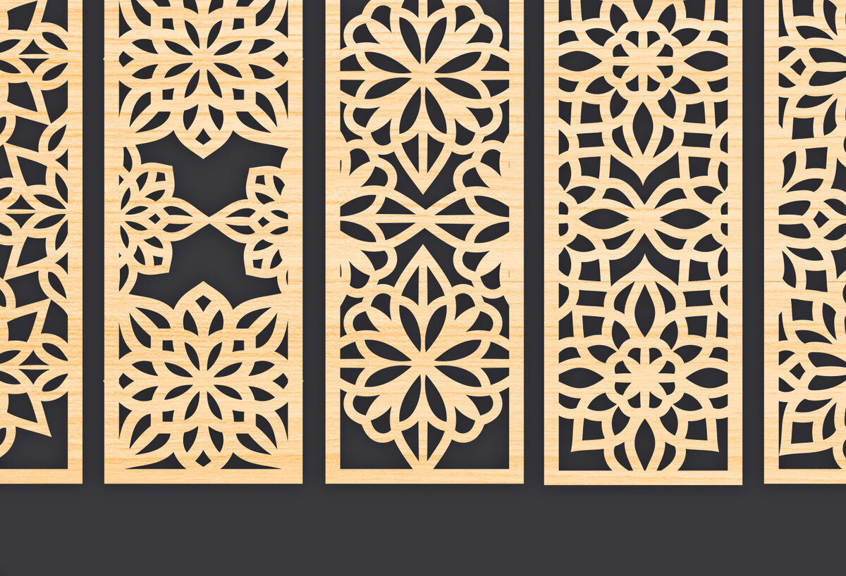 Σετ των 3 Intra απο ξύλο plywood 3mm-4mm πάχος - Διακοσμητικό  Laser Cut Panel Wall Dec Δίασταση 6x6 cm INTRAFABR-86094440