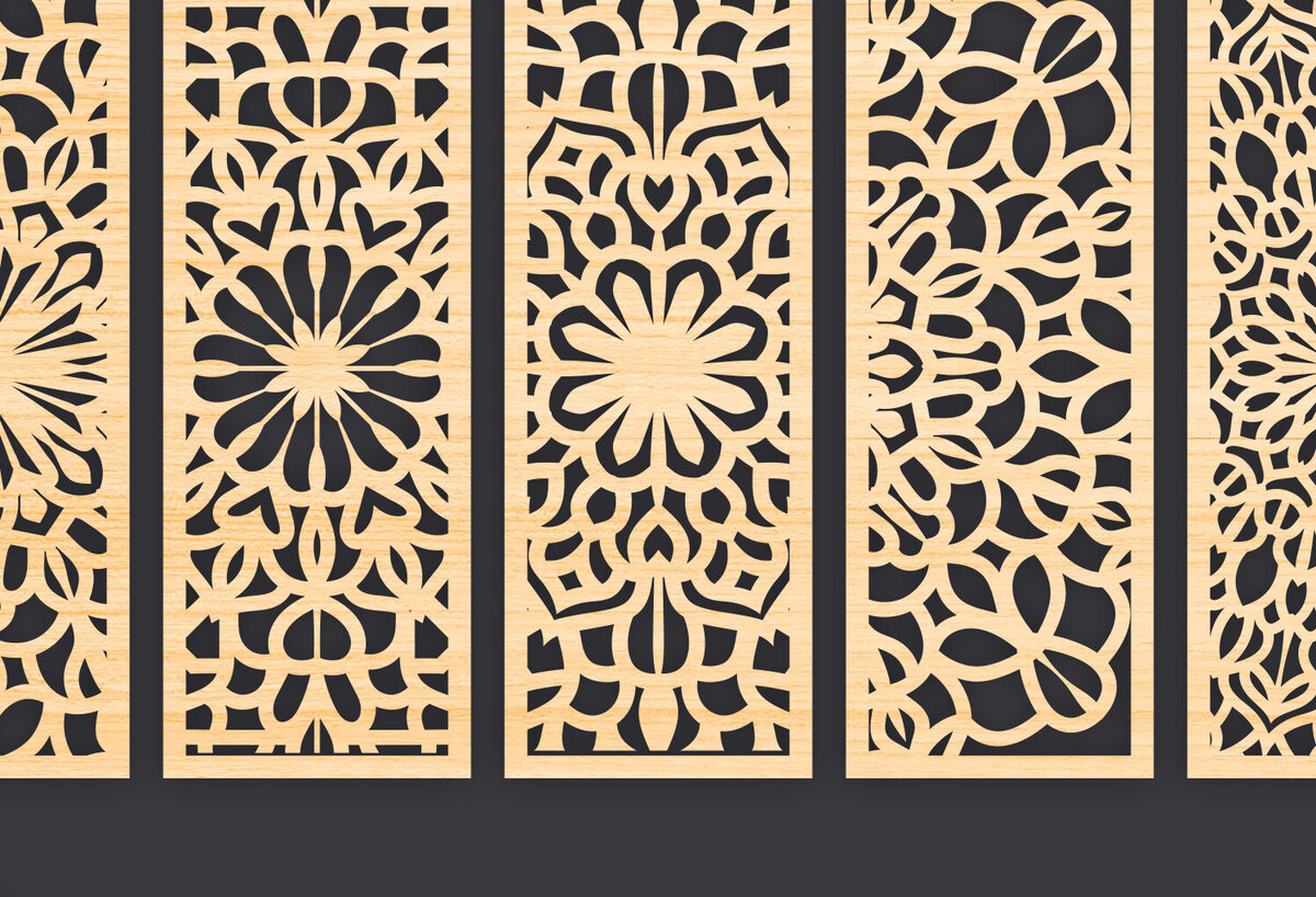 Σετ των 3 Intra απο ξύλο plywood 3mm-4mm πάχος - Διακοσμητικό  Laser Cut Panel Wall Deco Δίασταση 6x6 cm INTRAFABR-86093169