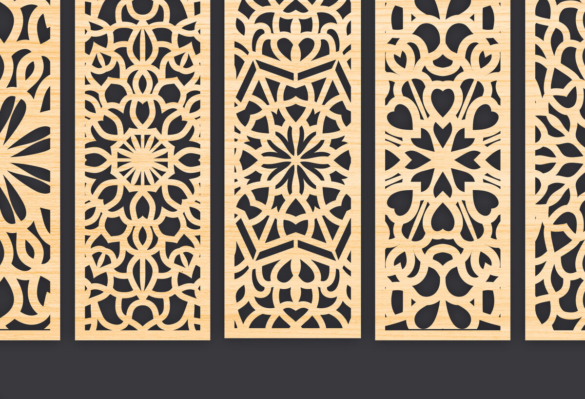 Σετ των 3 Intra απο ξύλο plywood 3mm-4mm πάχος - Διακοσμητικό  Laser Cut Panel Wall Deco Δίασταση 6x6 cm INTRAFABR-86093193