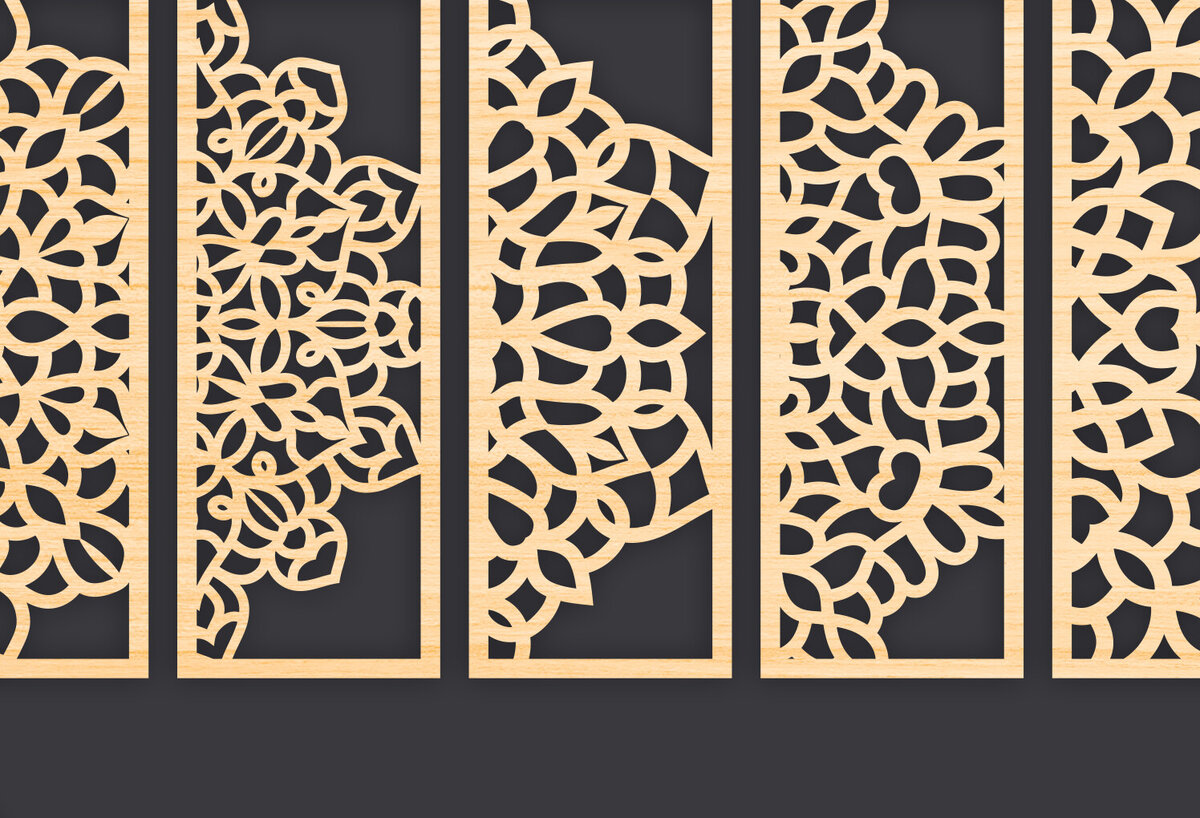Σετ των 3 Intra απο ξύλο plywood 3mm-4mm πάχος - Διακοσμητικό  Laser Cut Panel Wall Deco Δίασταση 6x6 cm INTRAFABR-86093493