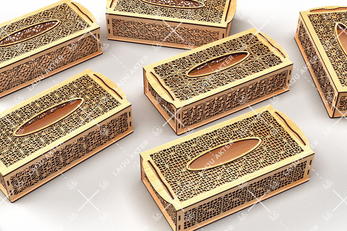 Σετ των 3 Intra απο ξύλο plywood 3mm-4mm πάχος - Πακέτο διακοσμητικής θήκης χαρτιού  Δίασταση 6x6 cm INTRAFABR-124838623