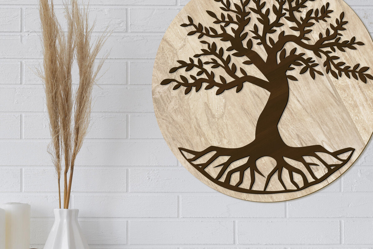 Σετ των 2 Intra απο ξύλο plywood 3mm-4mm πάχος - Πρότυπο πάνελ τοίχου διακοσμητικό δέντρο Δίασταση 5x14 cm INTRAFABR-92081253