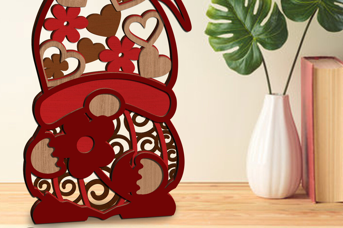 Σετ των 3 Intra απο ξύλο plywood 3mm-4mm πάχος - Διακοσμητικό Gnome του Αγίου Βαλεντίνου, Διακόσμηση σπιτιού Δίασταση 6x10 cm INTRAFABR-86177733