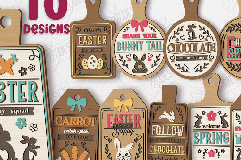 Σετ των 2 Intra απο ξύλο plywood 3mm-4mm πάχος - Διακοσμητικές vintage πασχαλινές σανίδες Δίασταση 15x15 cm INTRAFABR-117198461