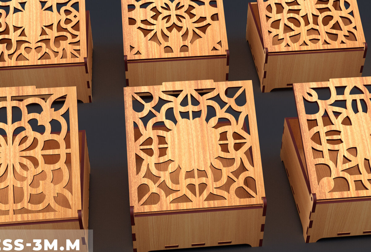 Σετ των 3 Intra απο ξύλο plywood 3mm-4mm πάχος - Διακοσμητικό Ξύλινο Κουτί Δώρου Κοπή Laser Δίασταση 6x6 cm INTRAFABR-84206703