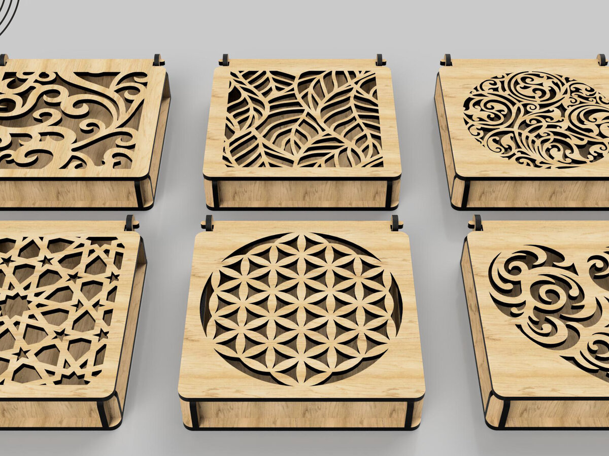 Σετ των 2 Intra απο ξύλο plywood 3mm-4mm πάχος - Διακοσμητικό Ξύλινο Κουτί Δώρου Κοπή Laser Δίασταση 110x110 cm INTRAFABR-108551809