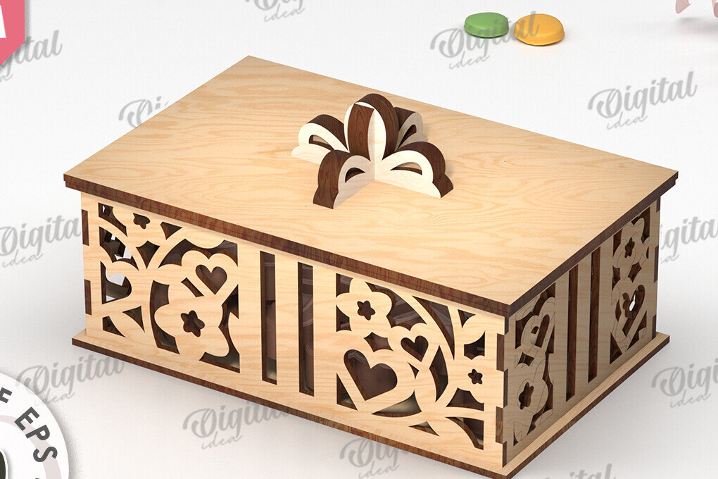 Σετ των 2 Intra απο ξύλο plywood 3mm-4mm πάχος - Διακοσμητικό Ξύλινο Κουτί Δώρου Κοπή Laser Δίασταση 15x15 cm INTRAFABR-115294641