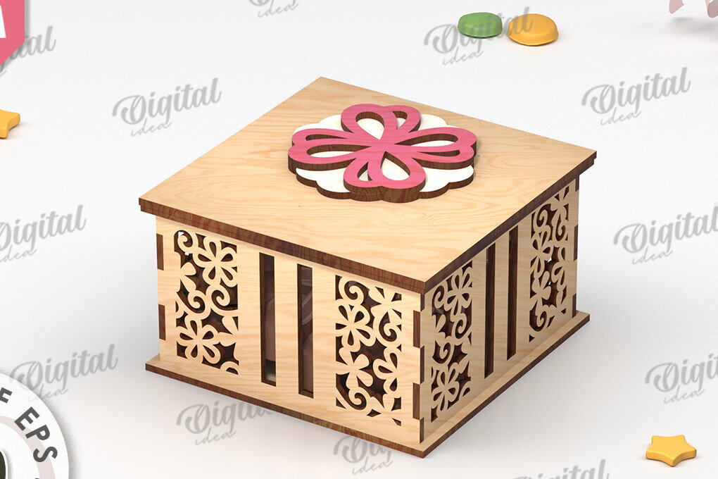 Σετ των 2 Intra απο ξύλο plywood 3mm-4mm πάχος - Διακοσμητικό Ξύλινο Κουτί Δώρου Κοπή Laser Δίασταση 15x15 cm INTRAFABR-115294925