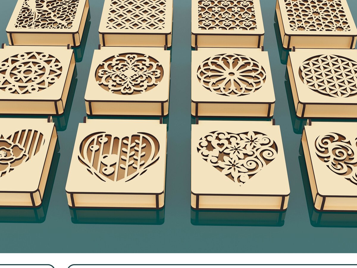 Σετ των 3 Intra απο ξύλο plywood 3mm-4mm πάχος - Διακοσμητικό Ξύλινο Κουτί Δώρου Κοπή Laser Δίασταση 110x100 cm INTRAFABR-47229698