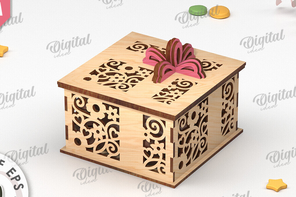 Σετ των 2 Intra απο ξύλο plywood 3mm-4mm πάχος - Διακοσμητικό Ξύλινο Κουτί Δώρου Κοπή Laser Δίασταση 15x15 cm INTRAFABR-115295125