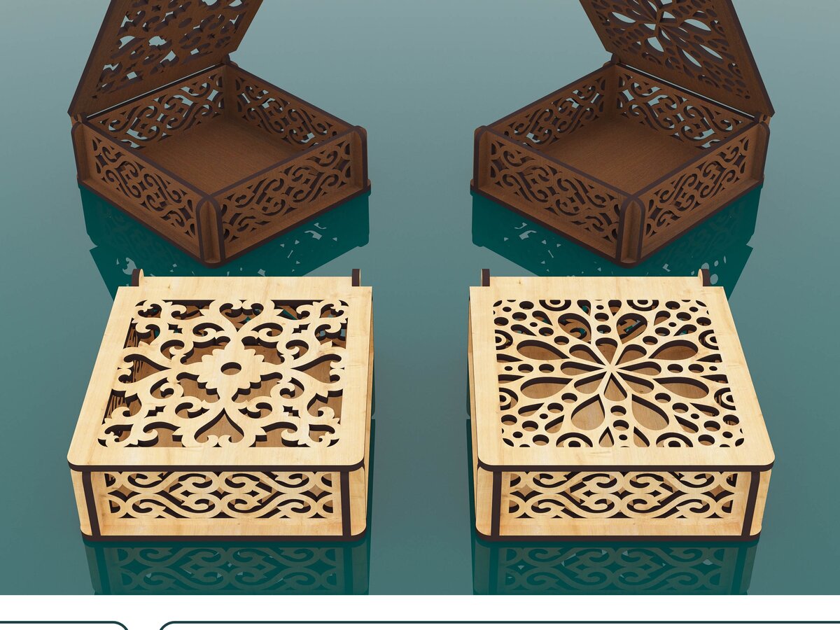 Σετ των 2 Intra απο ξύλο plywood 3mm-4mm πάχος - Διακοσμητικό Ξύλινο Κουτί Δώρου Κοπή Laser Δίασταση 100x110 cm INTRAFABR-47240986