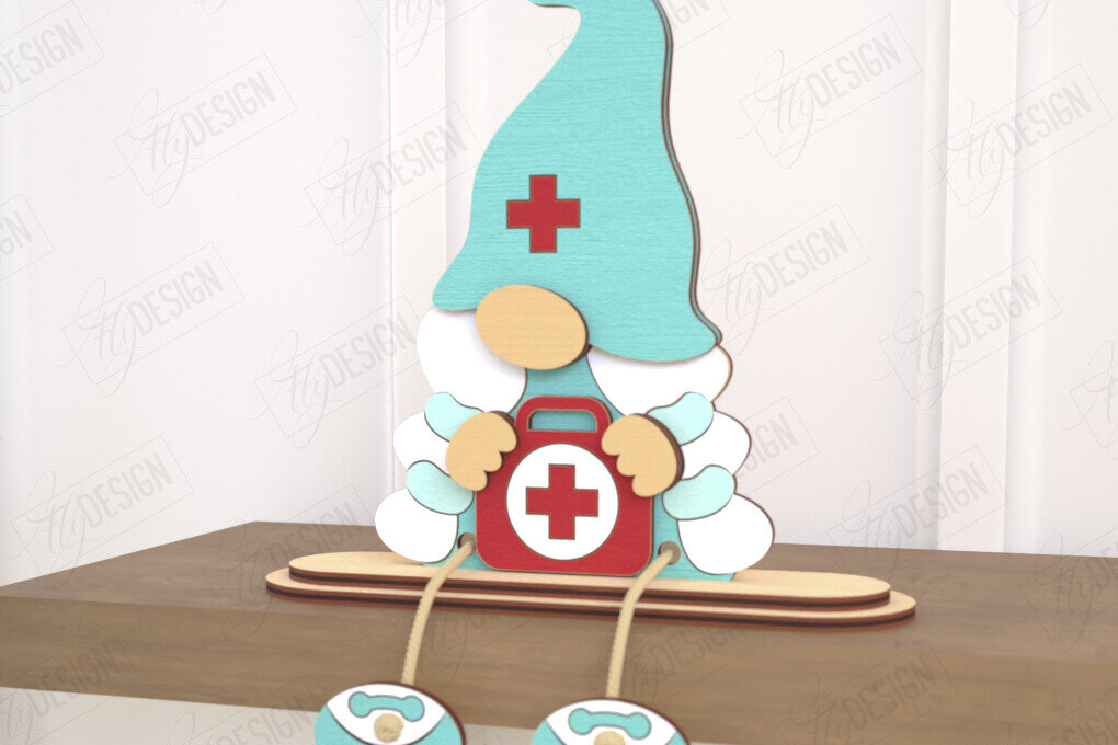 Σετ των 2 Intra απο ξύλο plywood 3mm-4mm πάχος - Διακοσμητικό Ξύλινο Gnome Κοπή Laser | CNC Δίασταση 20x20 cm INTRAFABR-120175750