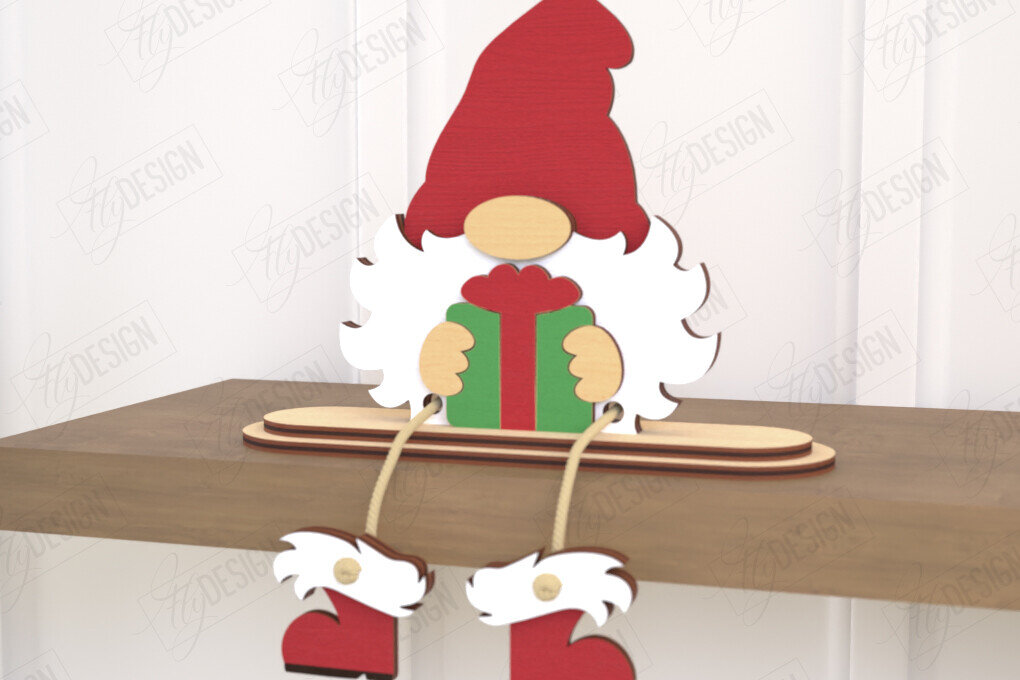 Σετ των 2 Intra απο ξύλο plywood 3mm-4mm πάχος - Διακοσμητικό Ξύλινο Gnome Κοπή Laser | CNC Δίασταση 20x20 cm INTRAFABR-120175755