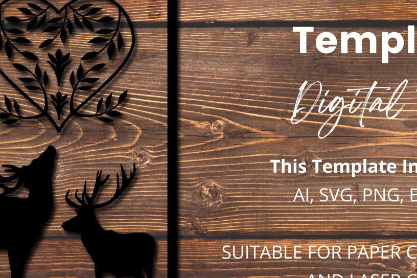 Σετ των 2 Intra απο ξύλο plywood 3mm-4mm πάχος - Ελάφι Δίασταση 15x15 cm INTRAFABR-21916753