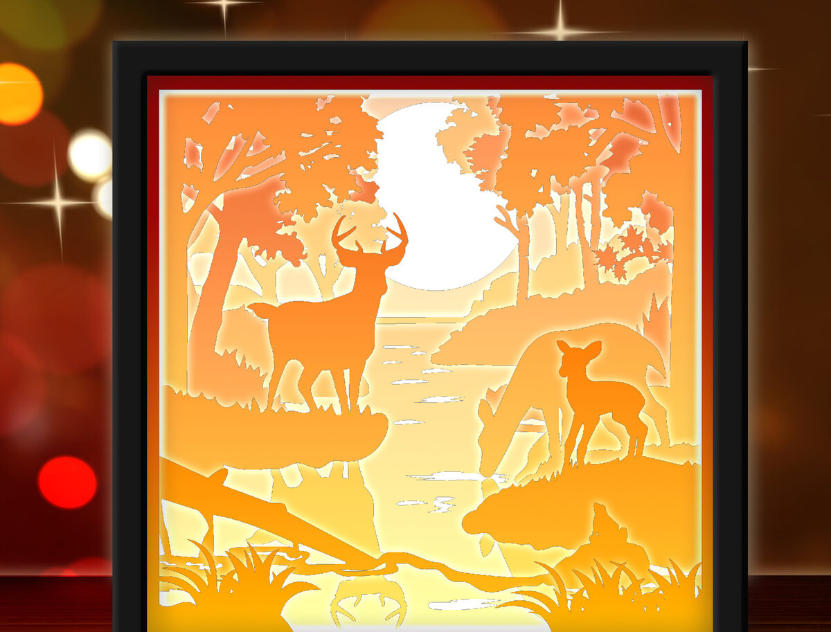 Σετ των 2 Intra απο ξύλο plywood 3mm-4mm πάχος - Ελάφι Δίασταση 20x20 cm INTRAFABR-27964132