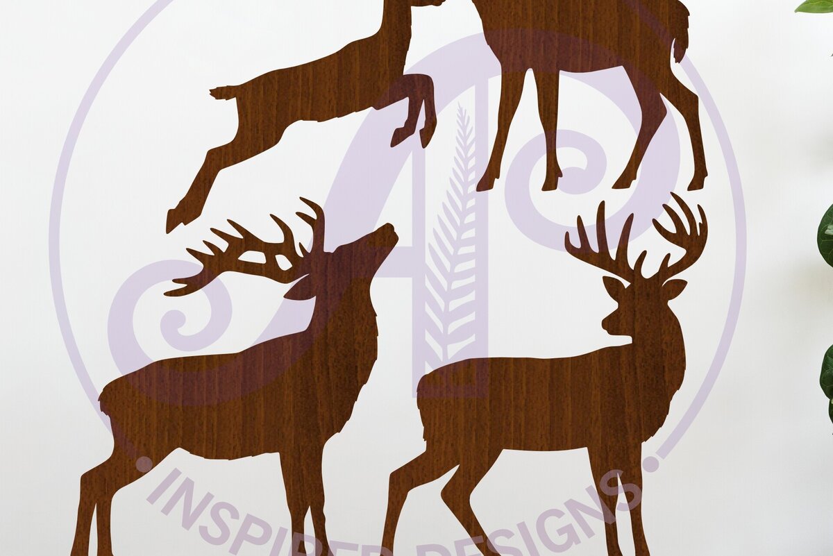Intra απο ξύλο plywood 3mm-4mm πάχος - Τοίχος κοπής με λέιζερ σιλουέτα ελαφιού και ελαφιού Δίασταση 30x20 cm INTRAFABR-116860085