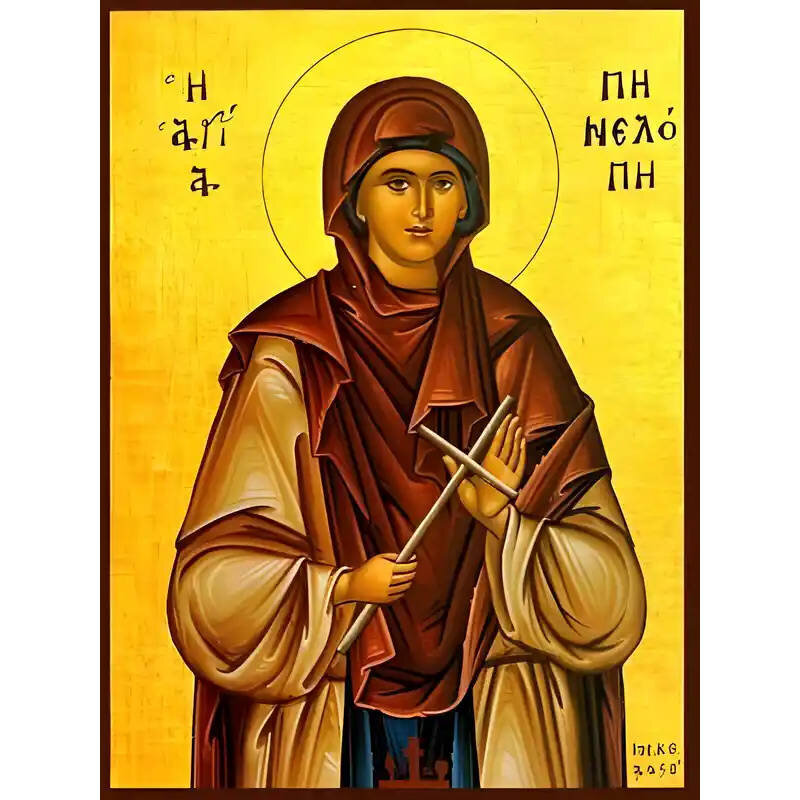 Εικόνα Ορθοδοξίας με περίγραμμα χρυσό σε ξύλο Φλαμουρίας  με  βάση Εικόνα ΑΓΙΑ ΠΗΝΕΛΟΠΗ, ΜΑΡΤΥΣ Χειροποίητη Ελληνορθόδοξη εικόνα του Ιησού Χριστού, Κρεμαστή πλάκα βυζαντινής τέχνης, χριστιανική τέχνη Διάσταση 40x30 cm (10,2x7,9 ίντσες)  INTRAEK-1447757865