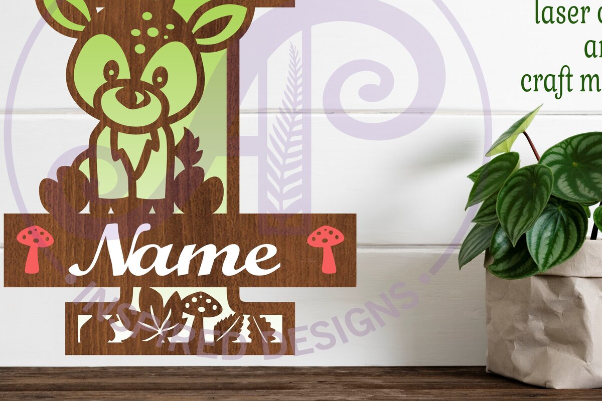 Intra απο ξύλο plywood 3mm-4mm πάχος - Μονόγραμμα με κεφαλαίο ελάφι Επιστολή I  Δίασταση 30x20 cm INTRAFABR-84539613