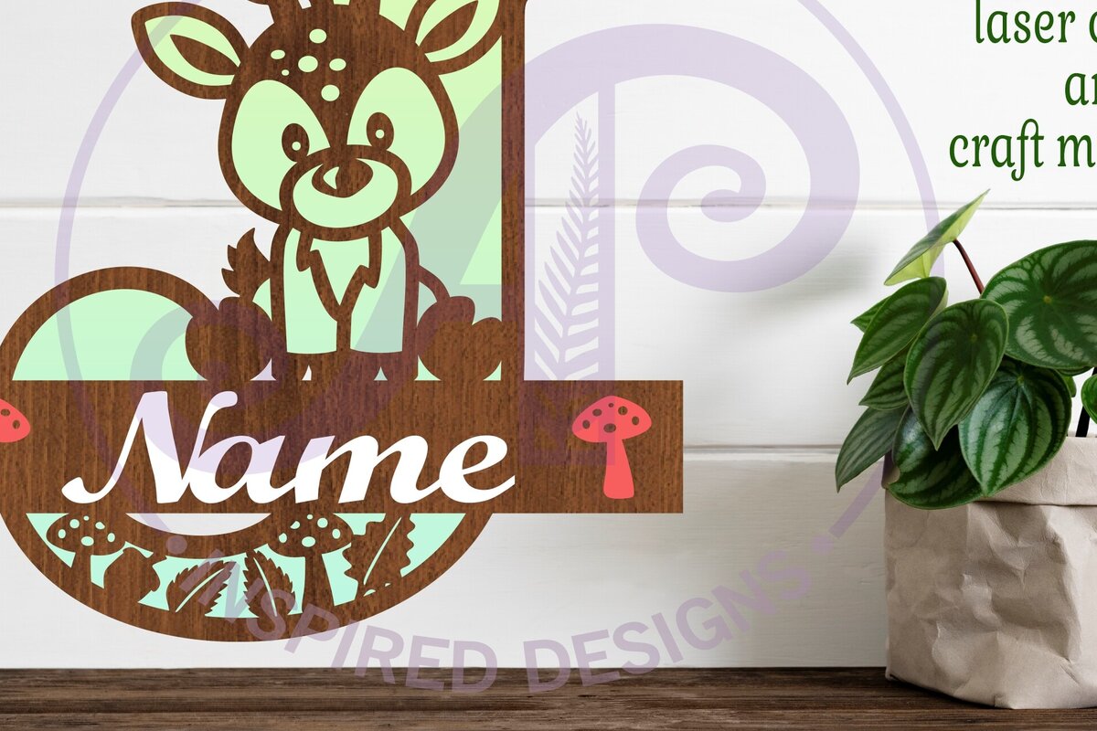 Intra απο ξύλο plywood 3mm-4mm πάχος - Μονόγραμμα με κεφαλαίο ελάφι Επιστολή J  Δίασταση 30x20 cm INTRAFABR-84539647