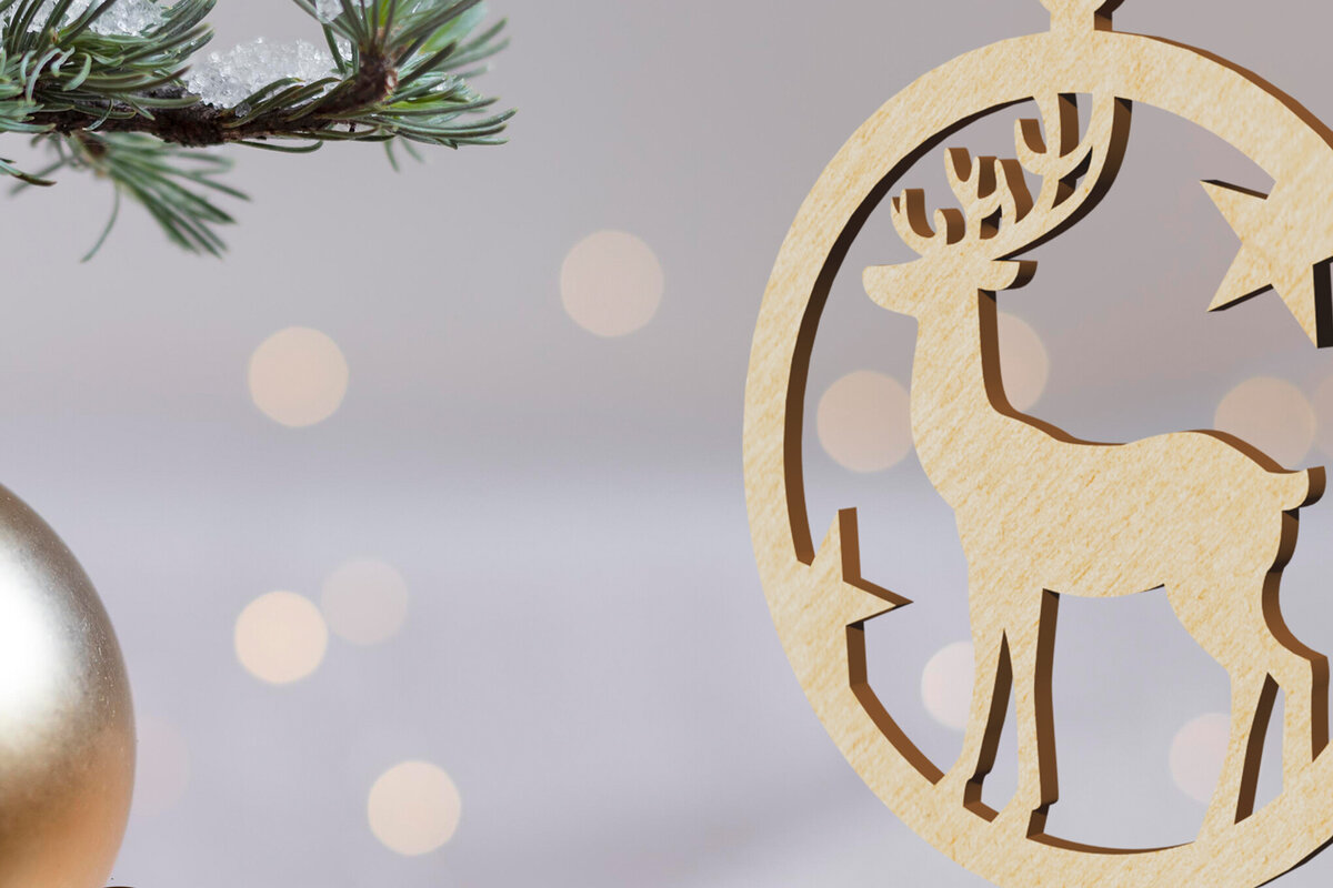 Σετ των 3 Intra απο ξύλο plywood 3mm-4mm πάχος -  στολιδιών παιχνιδιών ελαφιού Χριστουγεννιάτικου δέντρου Δίασταση 3x3 cm INTRAFABR-108206785