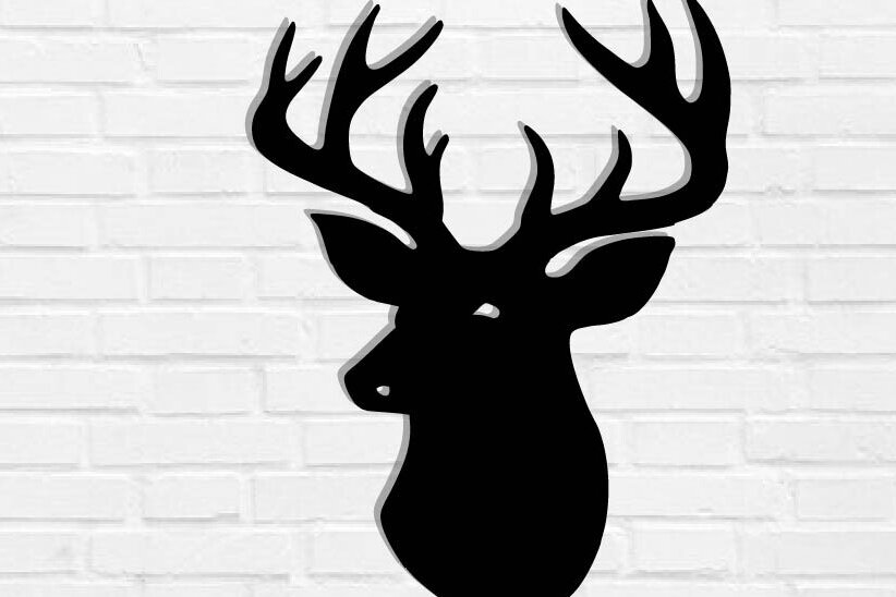 Intra απο ξύλο plywood 3mm-4mm πάχος - Deer Head Μεταλλική διακόσμηση τοίχου Δίασταση 40x50 cm INTRAFABR-118461133