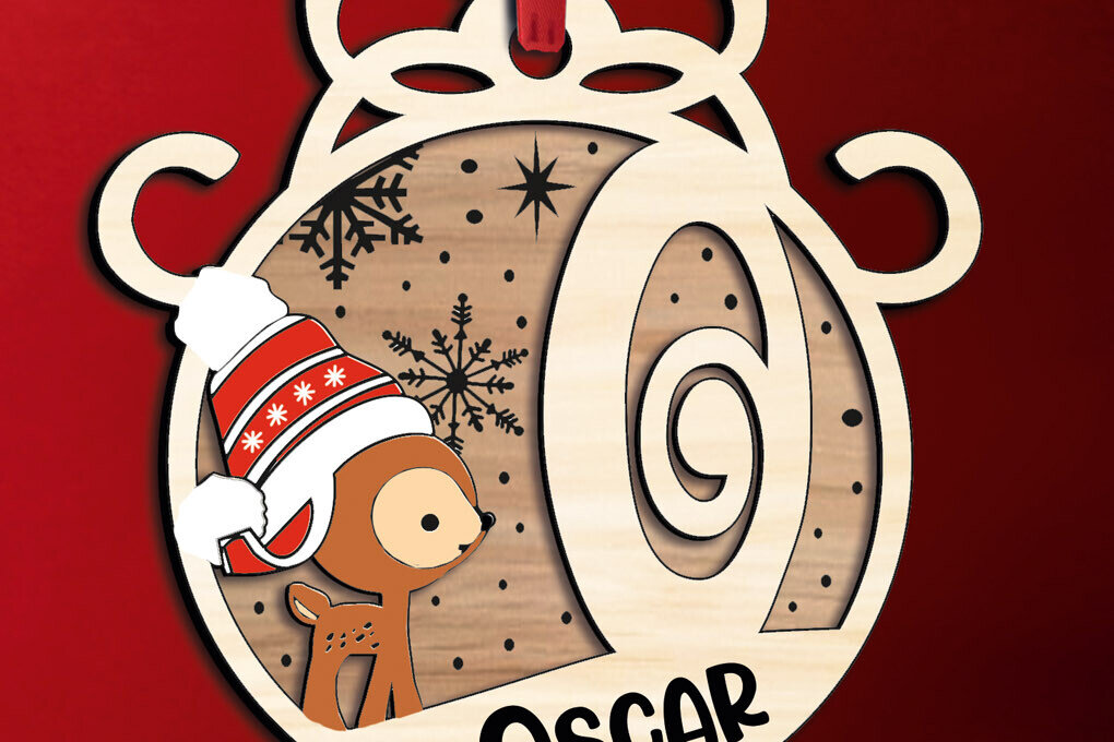 Σετ των 3 Intra απο ξύλο plywood 3mm-4mm πάχος - Ελάφια γιορτινή επιστολή O Χριστουγεννιάτικο στολίδι Δίασταση 6x6 cm INTRAFABR-109760467