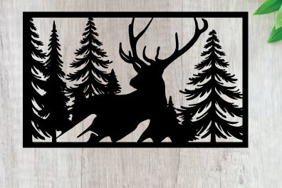 Intra απο ξύλο plywood 3mm-4mm πάχος - Κυνήγι ελαφιών Μεταλλικές επιγραφές Επιγραφές λέιζερ Δίασταση 40x50 cm INTRAFABR-91007533