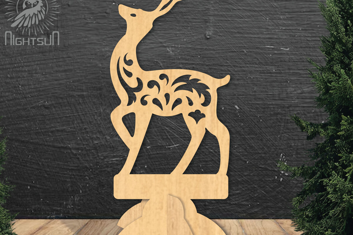 Intra απο ξύλο plywood 3mm-4mm πάχος - Deer Laser Cut Decor Home  3 Δίασταση 20x20 cm INTRAFABR-112342327