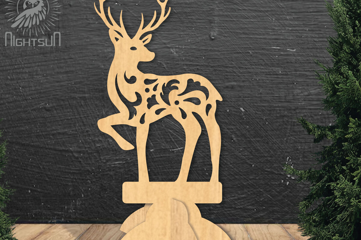 Intra απο ξύλο plywood 3mm-4mm πάχος - Deer Laser Cut Decor Home  4 Δίασταση 20x20 cm INTRAFABR-112342390