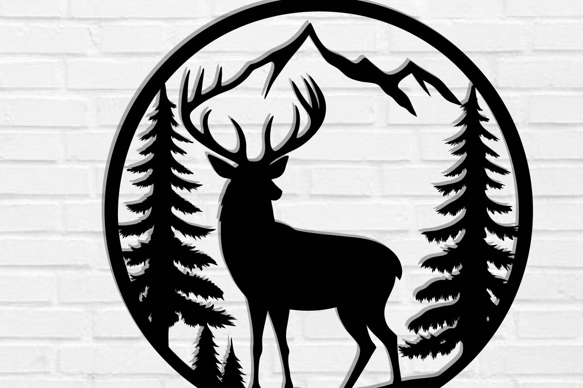 Intra απο ξύλο plywood 3mm-4mm πάχος - Deer Laser Cut Decor Wall , DXF Δίασταση 40x50 cm INTRAFABR-119823321