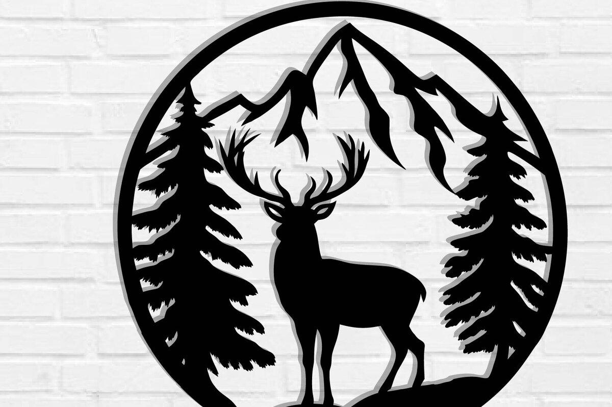 Intra απο ξύλο plywood 3mm-4mm πάχος - Deer Laser Cut Decor Wall , DXF Δίασταση 40x50 cm INTRAFABR-119823378