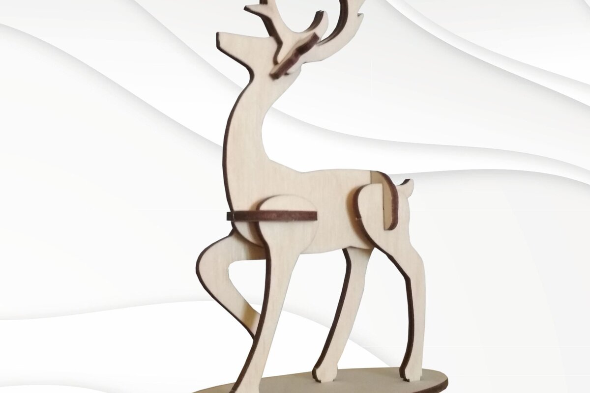 Intra απο ξύλο plywood 3mm-4mm πάχος - Μοτίβο κοπής με λέιζερ ελαφιών. Σχεδιασμός Laser Δίασταση 143x100 cm INTRAFABR-33884706