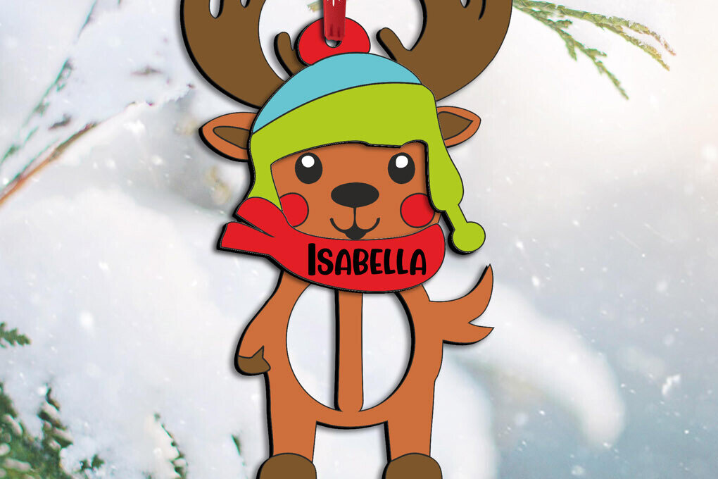 Σετ των 3 Intra απο ξύλο plywood 3mm-4mm πάχος - Ελάφια γράμμα I Χριστουγεννιάτικο στολίδι διακοπές Δίασταση 6x6 cm INTRAFABR-111369473