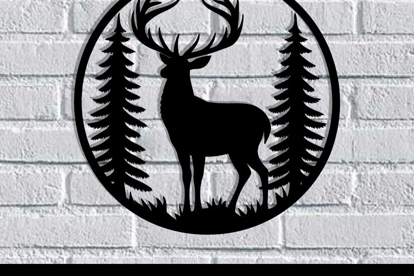 Intra απο ξύλο plywood 3mm-4mm πάχος - Deer Metal Art Wall Art Cut Laser Δίασταση 40x50 cm INTRAFABR-119526717