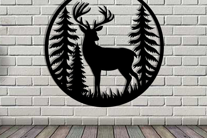 Intra απο ξύλο plywood 3mm-4mm πάχος - Deer Metal Art Wall Art Cut Laser Δίασταση 40x50 cm INTRAFABR-119526868
