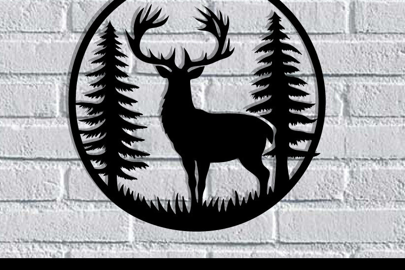 Intra απο ξύλο plywood 3mm-4mm πάχος -  κοπής με λέιζερ μεταλλικού τοίχου Deer Δίασταση 40x50 cm INTRAFABR-119526314