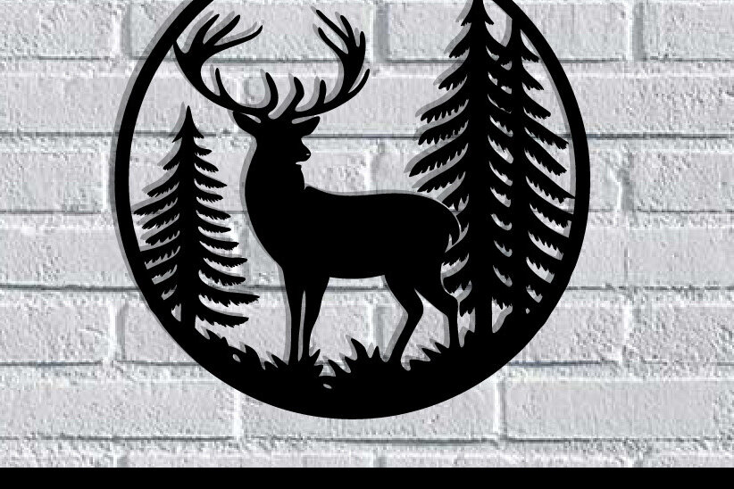 Intra απο ξύλο plywood 3mm-4mm πάχος -  κοπής με λέιζερ μεταλλικού τοίχου Deer Δίασταση 40x50 cm INTRAFABR-119526837