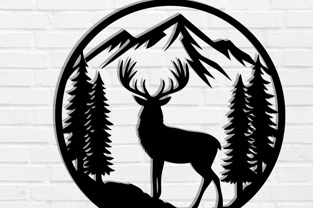 Intra απο ξύλο plywood 3mm-4mm πάχος -  με λέιζερ μεταλλικού τοίχου Deer Δίασταση 40x50 cm INTRAFABR-119797321