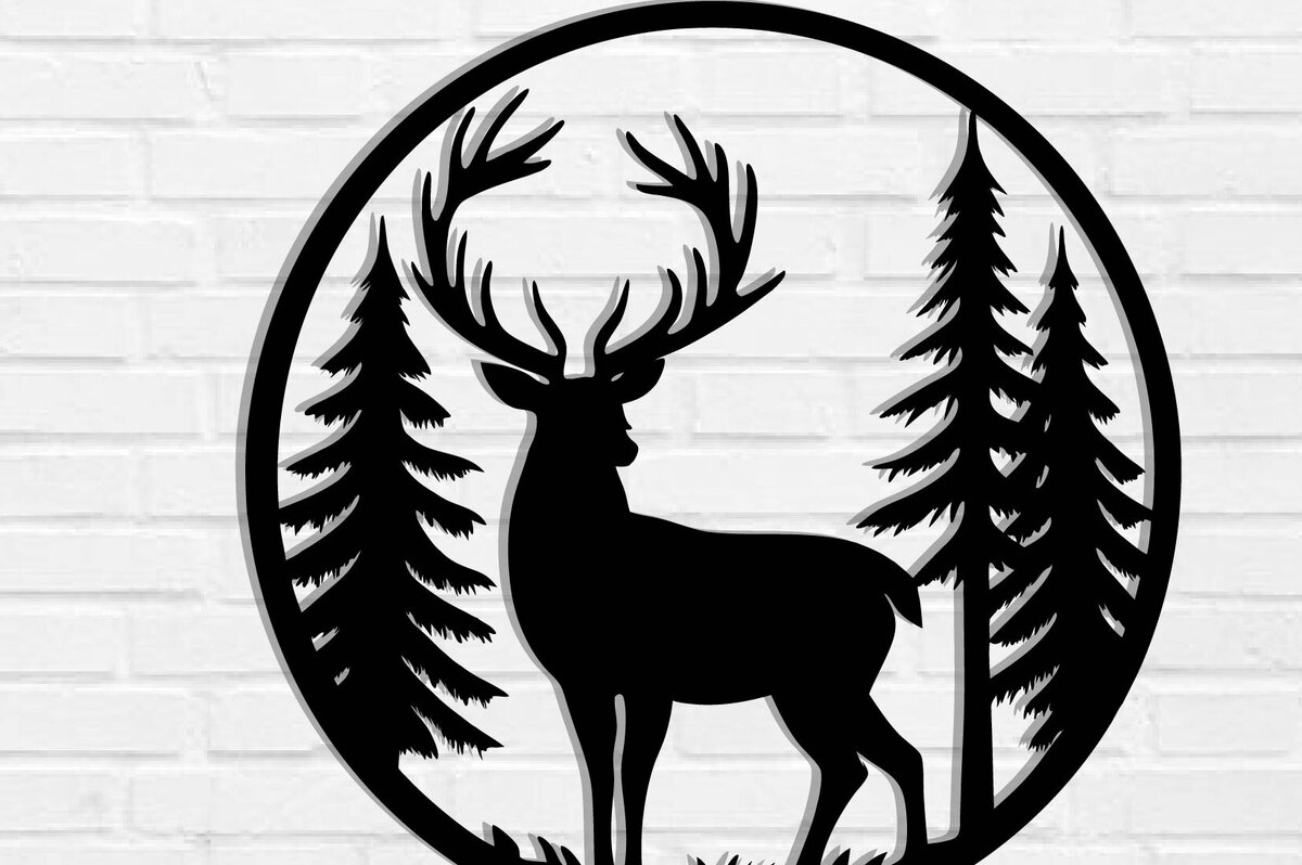 Intra απο ξύλο plywood 3mm-4mm πάχος -  με λέιζερ μεταλλικού τοίχου Deer Δίασταση 40x50 cm INTRAFABR-119797369