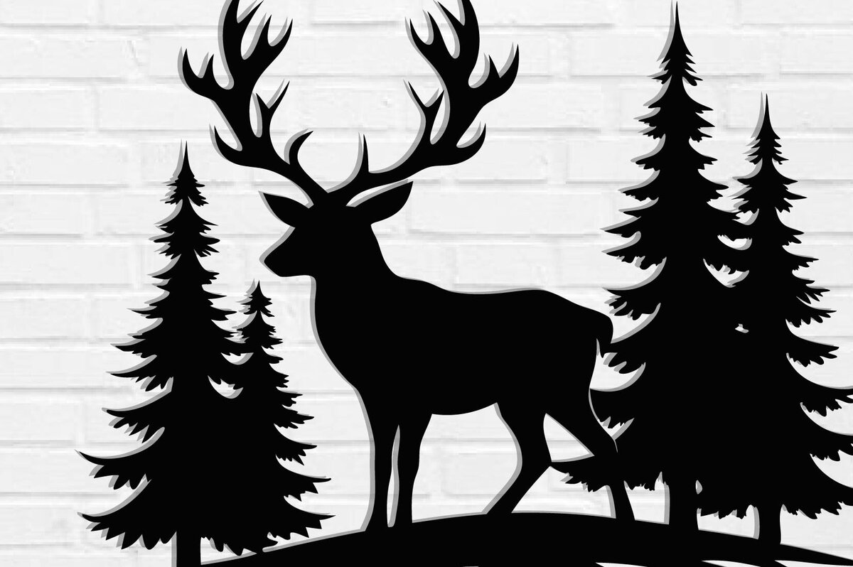 Intra απο ξύλο plywood 3mm-4mm πάχος - Deer Metal Wall Art Laser Cut  Δίασταση 3600x3600 cm INTRAFABR-110060787