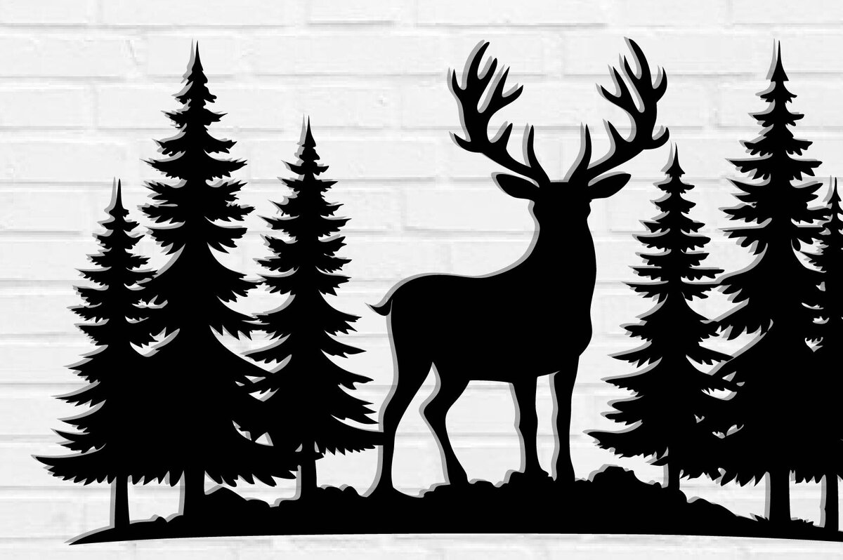 Intra απο ξύλο plywood 3mm-4mm πάχος - Deer Metal Wall Art Laser Cut  Δίασταση 3600x3600 cm INTRAFABR-110064373