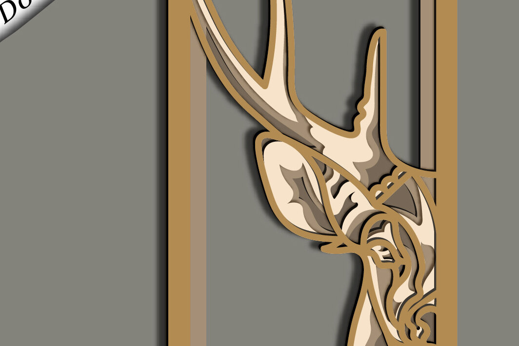 Σετ των 2 Intra απο ξύλο plywood 3mm-4mm πάχος - Ελάφια Πολυστρωματικά /Κόντρα πλακέ κομμένα ελάφια Δίασταση 30x20 cm INTRAFABR-64464416