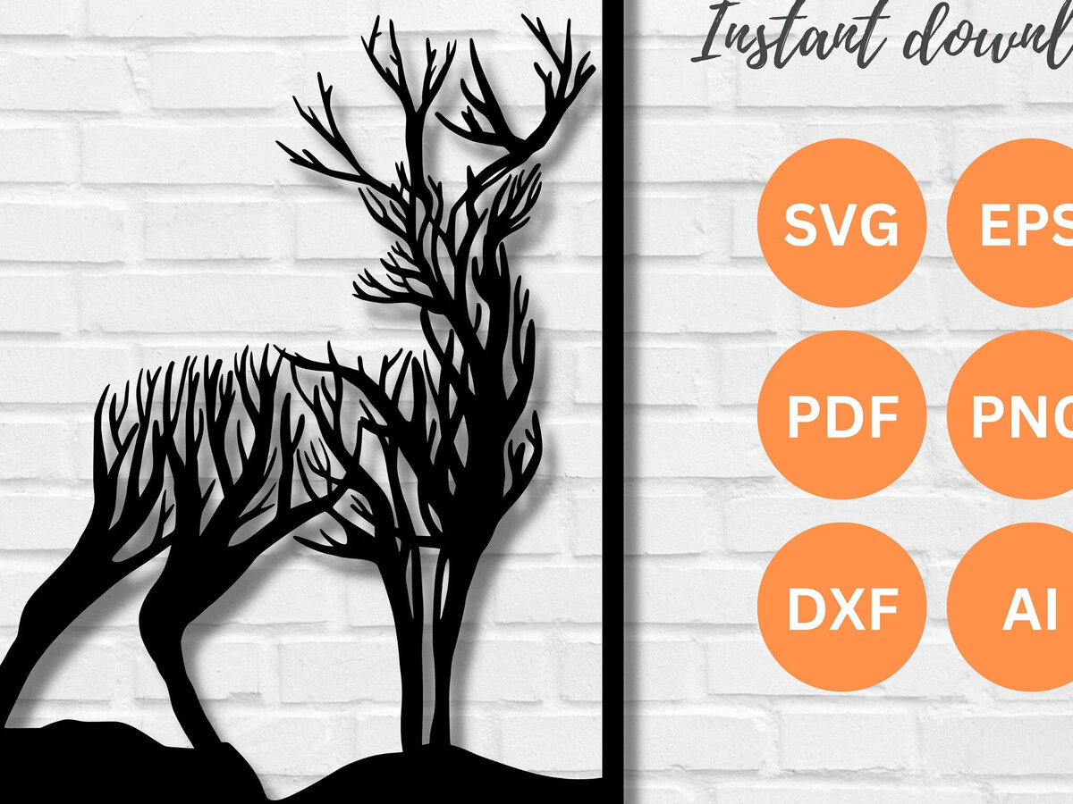 Intra απο ξύλο plywood 3mm-4mm πάχος -  κοπής με λέιζερ Deer Wall Art  DFX PNG Δίασταση 40x50 cm INTRAFABR-109922241