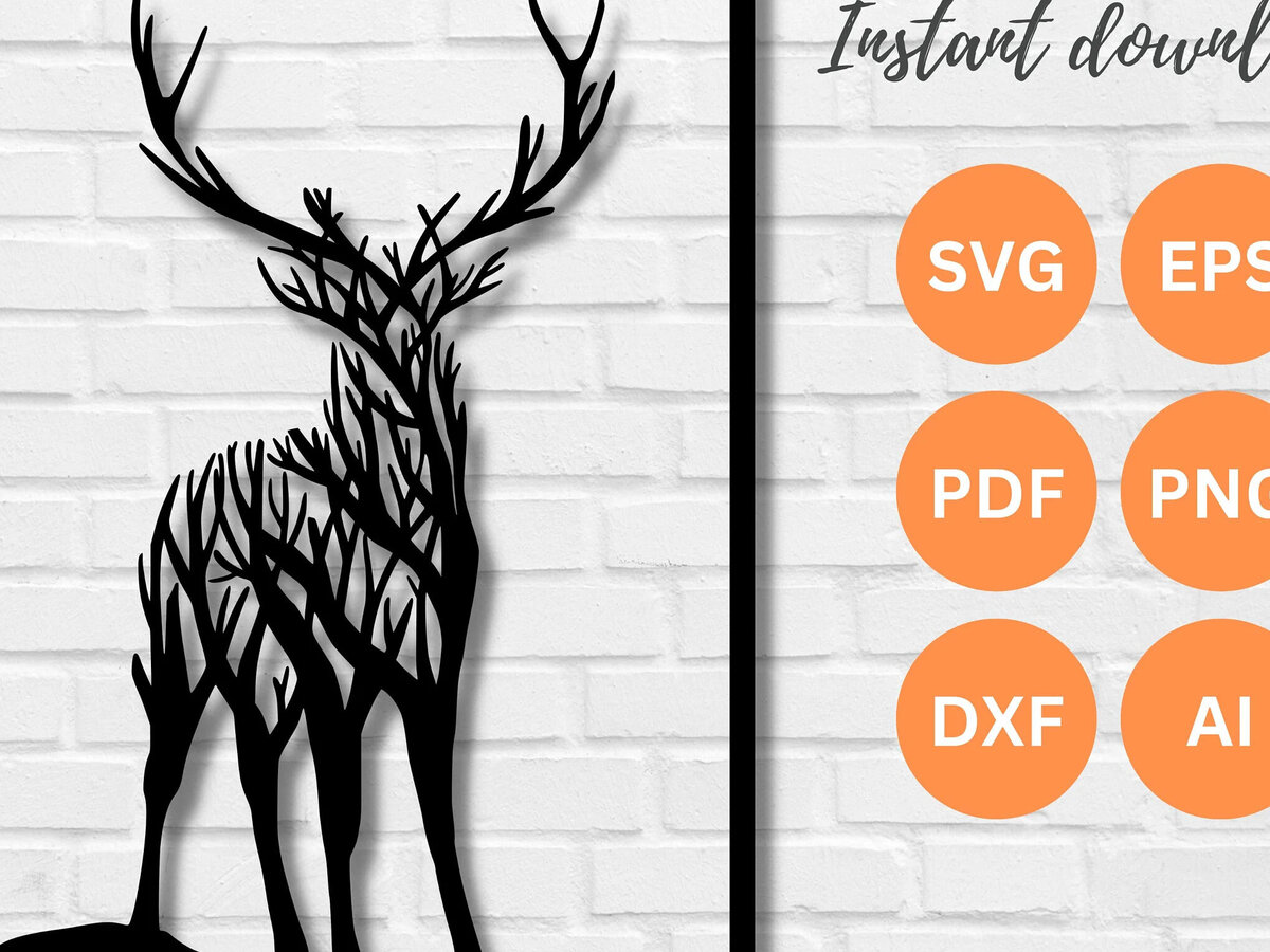 Intra απο ξύλο plywood 3mm-4mm πάχος -  κοπής με λέιζερ Deer Wall Art  DFX Δίασταση 40x50 cm INTRAFABR-109922441