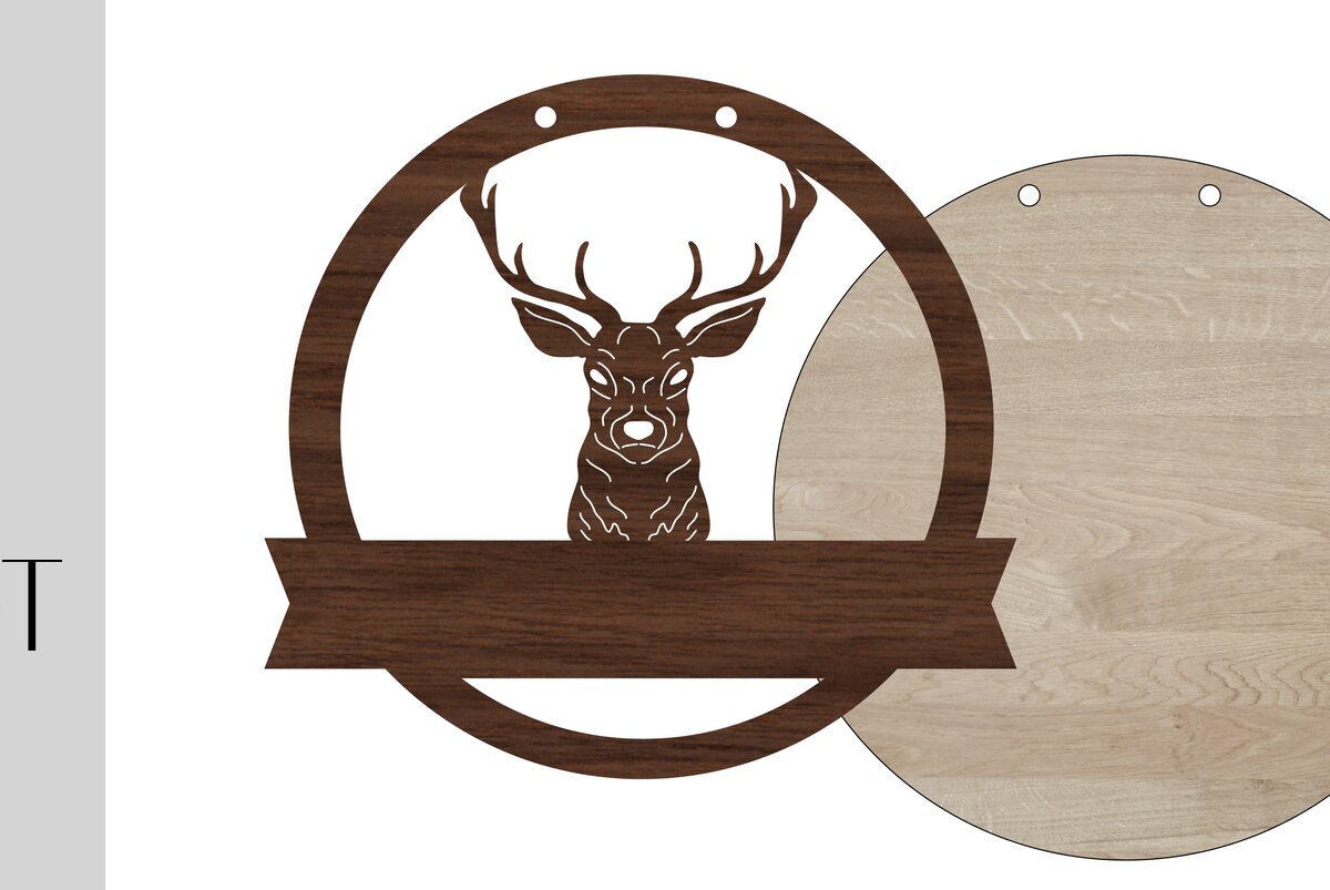 Σετ των 2 Intra απο ξύλο plywood 3mm-4mm πάχος - Deer Welcome Sign και Blanke Δίασταση 20x20 cm INTRAFABR-13922428