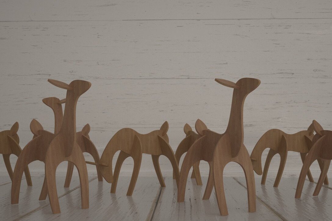 Intra απο ξύλο plywood 3mm-4mm πάχος - Deers Without Antler / Χριστουγεννιάτικη διακόσμηση Δίασταση 30x20 cm INTRAFABR-43561544