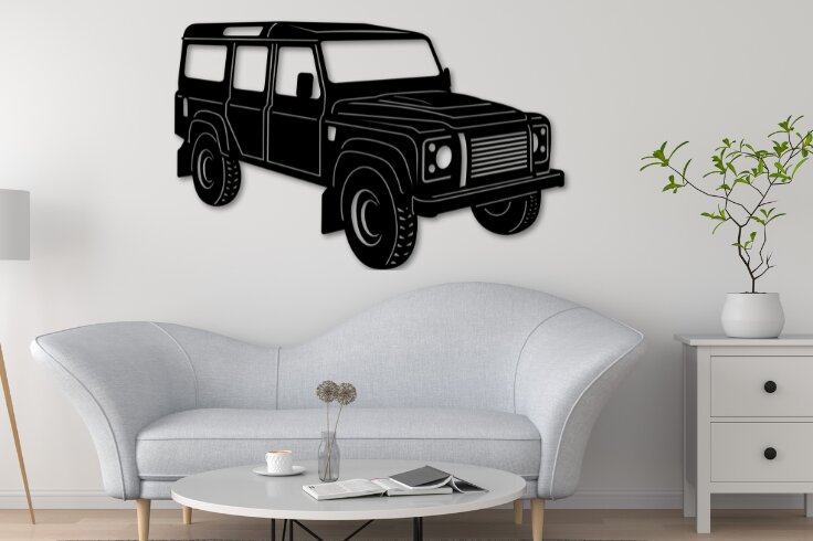 Σετ των 2 Intra απο ξύλο plywood 3mm-4mm πάχος - Defender 110 Laser Cut Car Silhouette Δίασταση 20x20 cm INTRAFABR-111795543