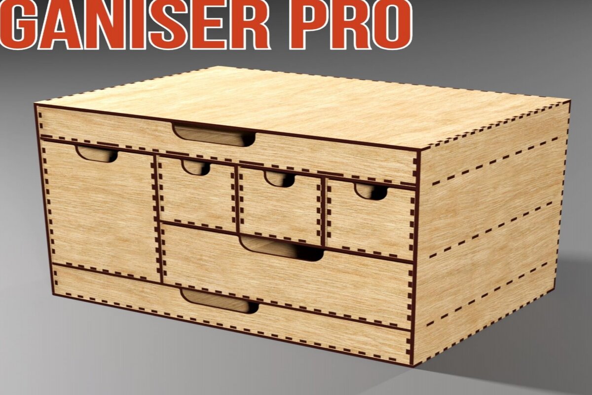 Intra απο ξύλο plywood 3mm-4mm πάχος - Desk Organizer 7 Κουτιά αποθήκευσης συρταριών Δίασταση 48x1 cm INTRAFABR-114208254