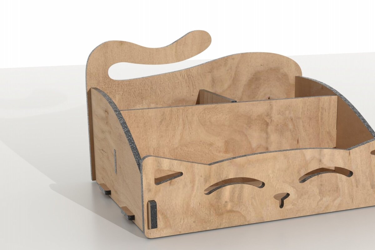 Intra απο ξύλο plywood 3mm-4mm πάχος - Desk Organizer Cat  Laser Cut Files Δίασταση 30x20 cm INTRAFABR-114208050